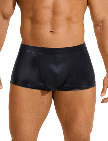 Scandals Black Sexy PU Leather Hip Hollow Men Boxer